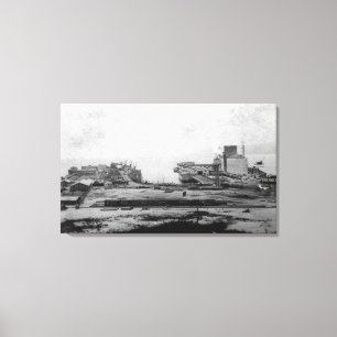 Lagerhäuser an der Wasserfront in Astoria, oder Fo Leinwanddruck