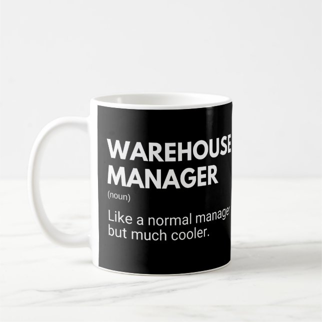 Lagerverwalter Lustiger Chef Arbeitsmotto Kaffeetasse (Links)