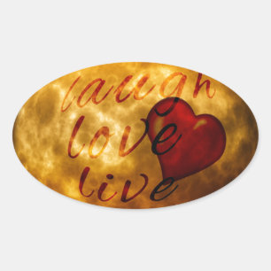 lagh-417268_1920 lachen Liebe live Mond Silhouette Ovaler Aufkleber