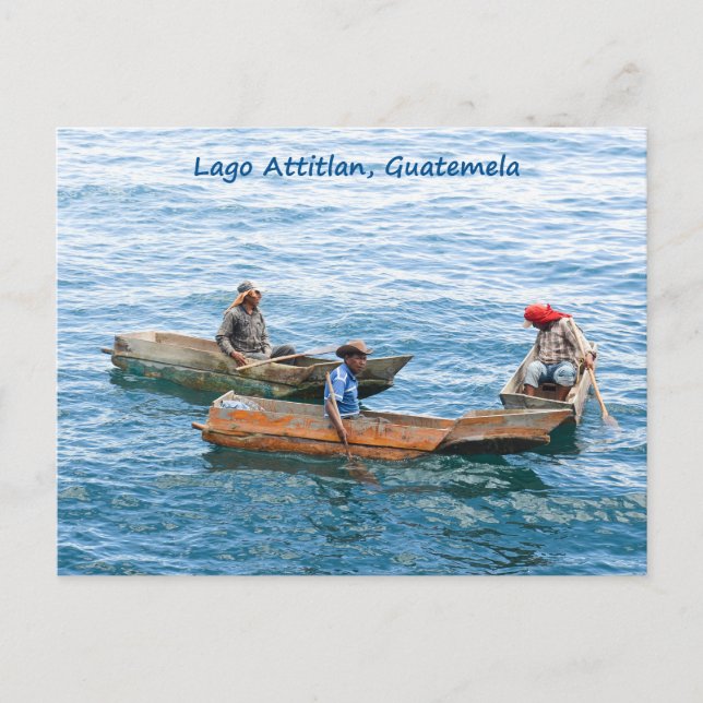 Lago Atitlan Fischer auf der Postkarte des Sees (Vorderseite)