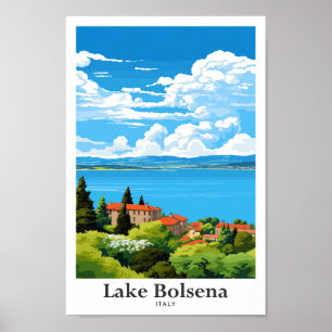 Lago Bolsena Italien Reisen Vintage Illustration Poster