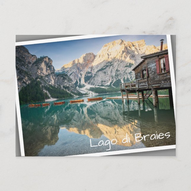 Lago di Braies in den Dolomiten in Italien Postkarte (Vorderseite)