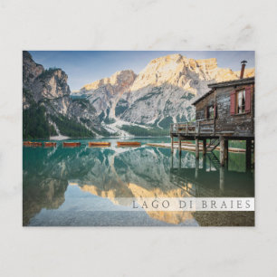 Lago di Braies in den Dolomiten in Italien Postkarte