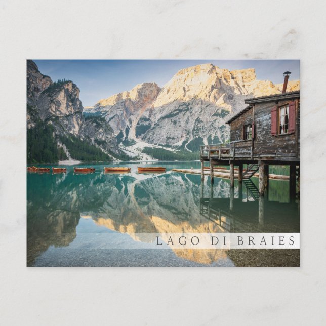 Lago di Braies in den Dolomiten in Italien Postkarte (Vorderseite)