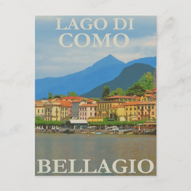 Lago Di Como, Bellagio, Italien Vintage Travel Postkarte (Vorderseite)