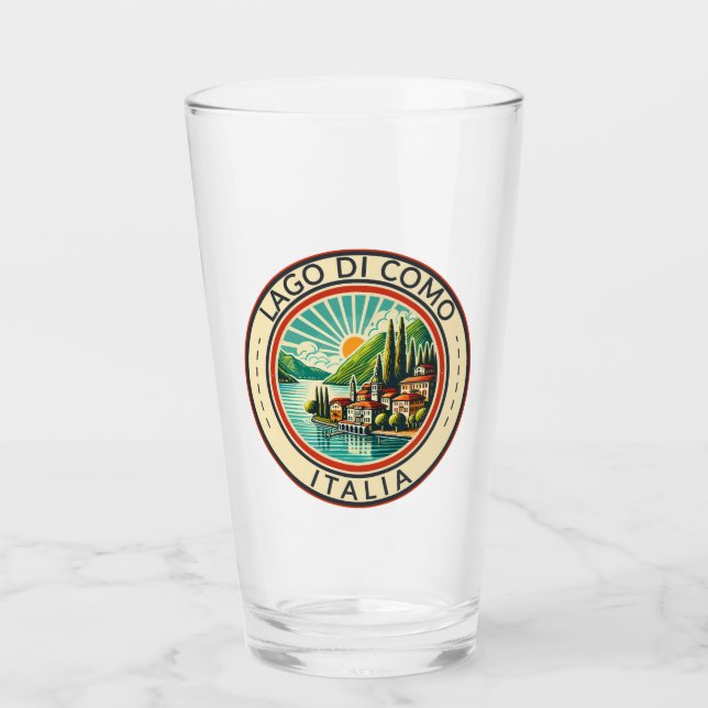 Lago di Como Italia Illustration Reisen Kunst Abze Glas (Vorderseite)