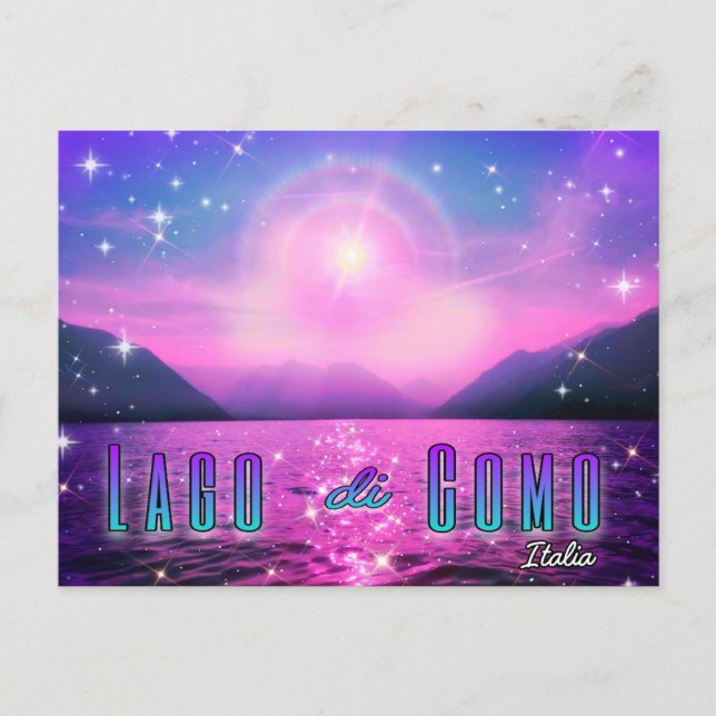 Lago di Como Italia Lake Como Italy Pink Postcard  Postkarte (Vorderseite)