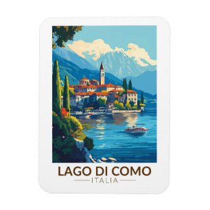 Lago di Como Italien Lombardei Reise Kunst Vintage Magnet