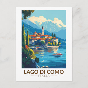 Lago di Como Italien Lombardia Reise Kunst Vintage Postkarte