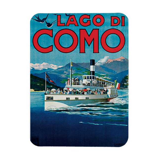 Lago Di Como Vintage Travel Poster Magnet (Vertikal)