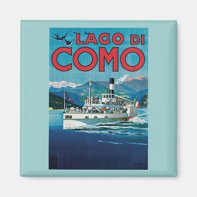 Lago Di Como Vintage Travel Poster Magnet (Vorne)