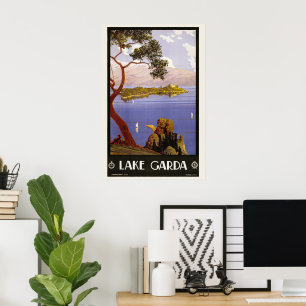 Lago di Garda, Gardasee, Italien Vintage Reise, L Poster