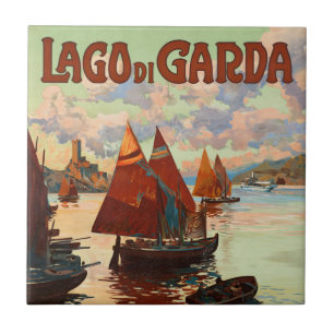 Lago di Garda, Gardasee, Italien Vintage Travel, L Fliese
