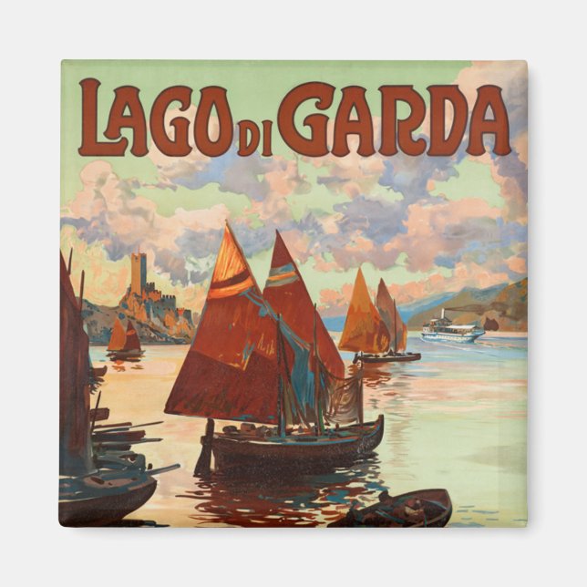 Lago di Garda, Gardasee, Italien Vintage Travel, L Magnet (Vorne)