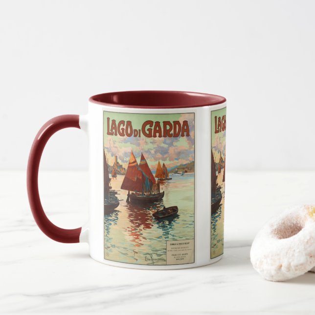 Lago di Garda, Gardasee, Italien Vintage Travel, L Tasse (Mit Donut)
