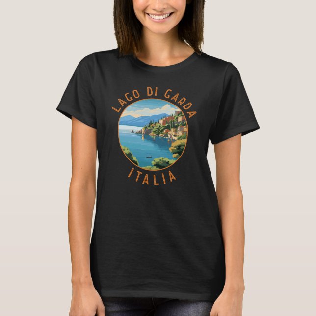 Lago di Garda Italia Retro Distressed Circle T-Shirt (Vorderseite)