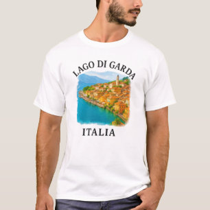 Lago di Garda Italia Wasserfarben Landschaftliche T-Shirt