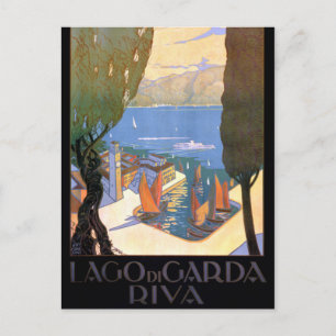 Lago di Garda Lake Garda Vintage Poster Restaurier Postkarte