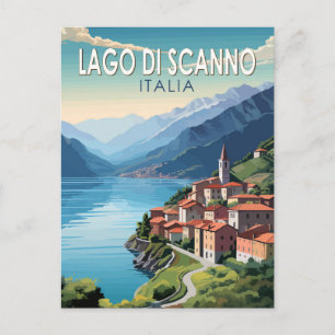 Lago di Scanno Italia Reise Kunst Vintage Postkarte