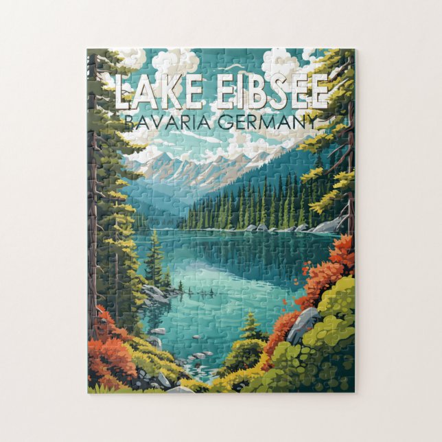 Lago Eibsee Deutschland Reisen Vintag Puzzle (Vertikal)