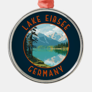 Lago Eibsee Deutschland Retro Distressed Circle Ornament Aus Metall