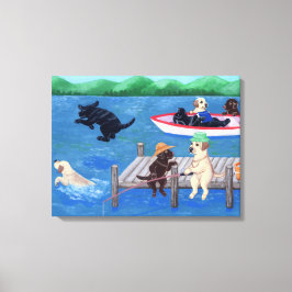 Lago Fun Labradors Painting Leinwanddruck