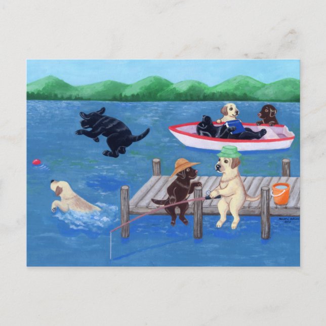 Lago Fun Labradors Painting Postkarte (Vorderseite)