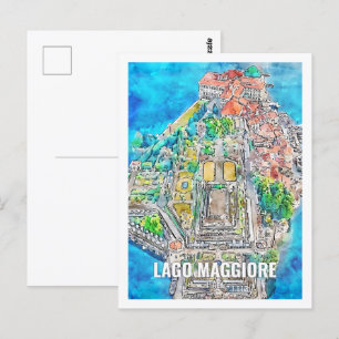 Lago Maggiore Italien Berühmter Reiseort Aquarell Postkarte