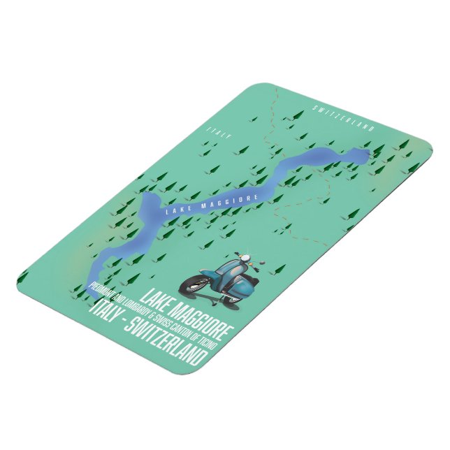 Lago Maggiore Italien - Schweiz Karte Magnet (Linke Seite)