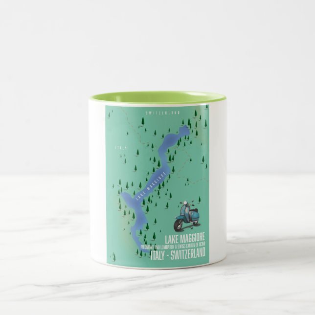 Lago Maggiore Italien - Schweiz Karte Zweifarbige Tasse (Mittel)