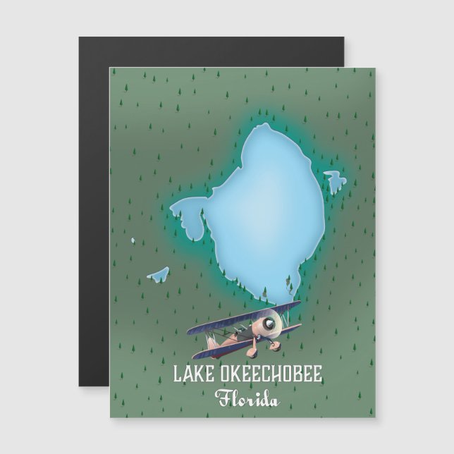Lago Okeechobee Florida Karte. Magnetkarte (Vorne/Hinten)