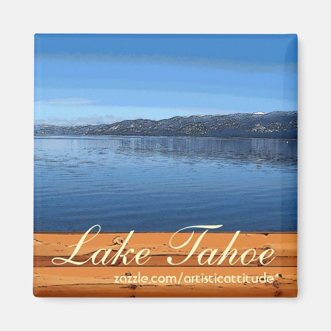Lago Tahoe rustikales Holzschild künstlerischer Ma Magnet (Vorne)