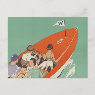 Lago Winnipesaukee NH Bahnbetrieb und Bergstation Postkarte