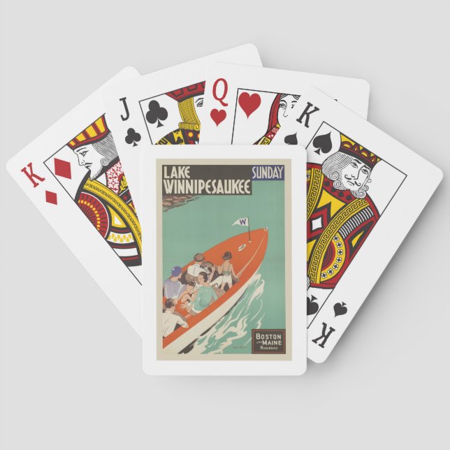 Lago Winnipesaukee NH Bahnbetrieb und Bergstation  Spielkarten (Rückseite)