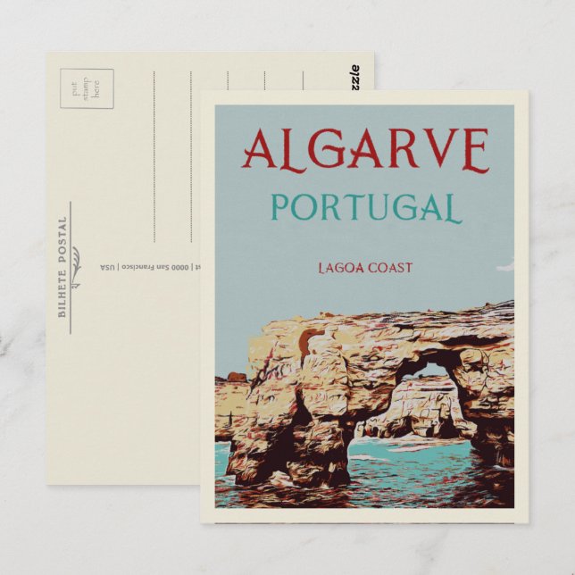Lagoa Küste Abbildung Algarve Portugal Postcard Postkarte (Vorne/Hinten)
