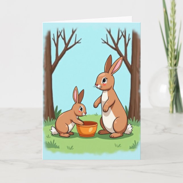 Lagomorph Family Scene Card Karte (Vorderseite)