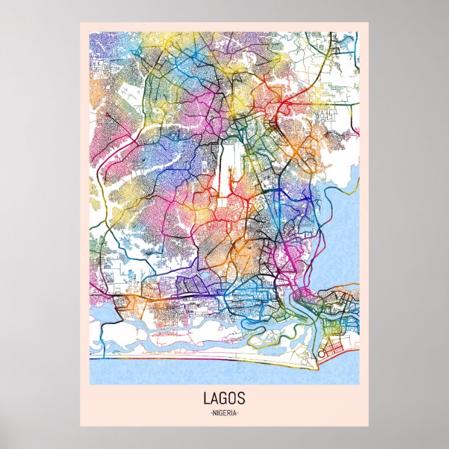 Lagos Nigeria City Map Poster (Vorne)