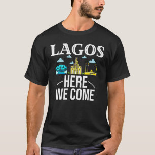 Lagos Nigeria City Trip Skyline Karte T-Shirt