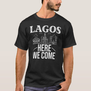 Lagos Nigeria City Trip Skyline Karte T-Shirt