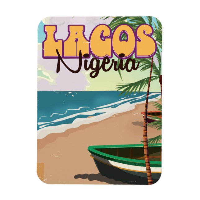 Lagos, Nigeria, ein altes Reiseplakat Magnet (Vertikal)