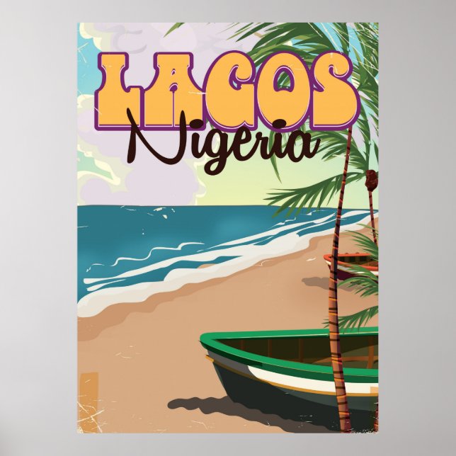 Lagos, Nigeria, ein altes Reiseplakat Poster (Vorne)