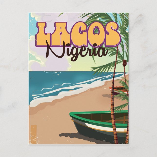 Lagos, Nigeria, ein altes Reiseplakat Postkarte (Vorderseite)