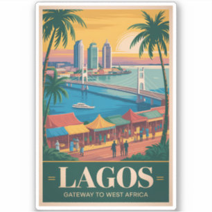Lagos Nigeria Illustration Reise Kunst Vintage Aufkleber