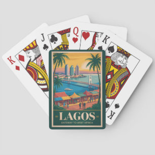 Lagos Nigeria Illustration Reise Kunst Vintage Spielkarten