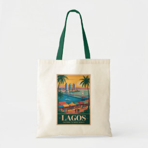 Lagos Nigeria Illustration Reise Kunst Vintage Tragetasche