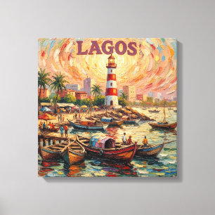 Lagos Nigeria Leuchtturm Hafen Gespannte Leinwand