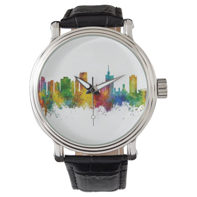 Lagos Nigeria Skyline Armbanduhr (Vorderseite)