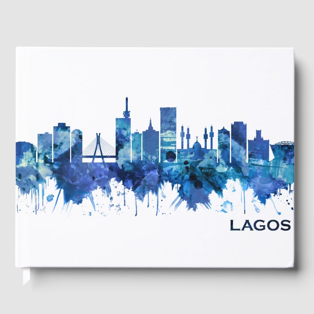 Lagos Nigeria Skyline Blue Gästebuch (Vorderseite)
