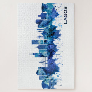 Lagos Nigeria Skyline Blue Puzzle
