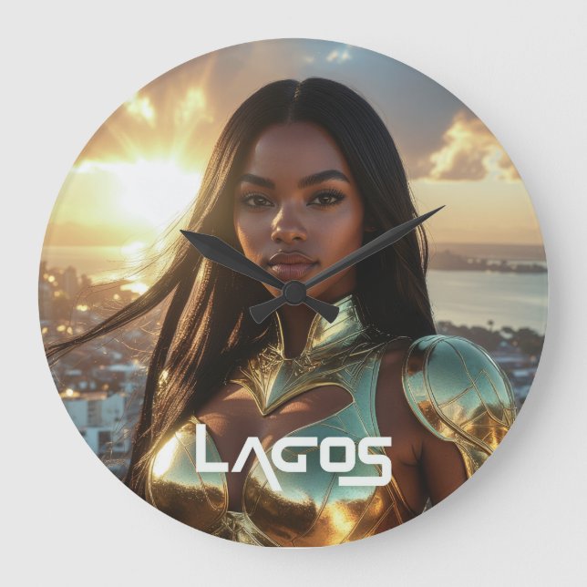 LAGOS - NIGERIA - SUPERHELD GROßE WANDUHR (Vorderseite)